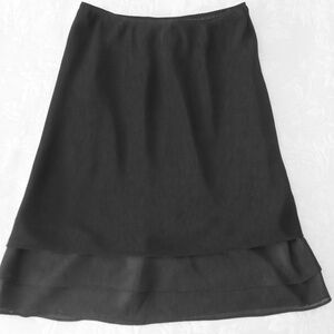 Michele Black Triple Tier Hem A-Line Midi Skirt